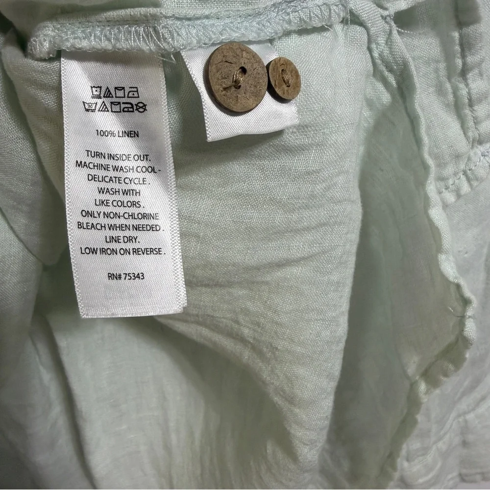 Sigurd Olsen mint green beach linen long rolled sleeve top size 3X - Picture 5 of 6